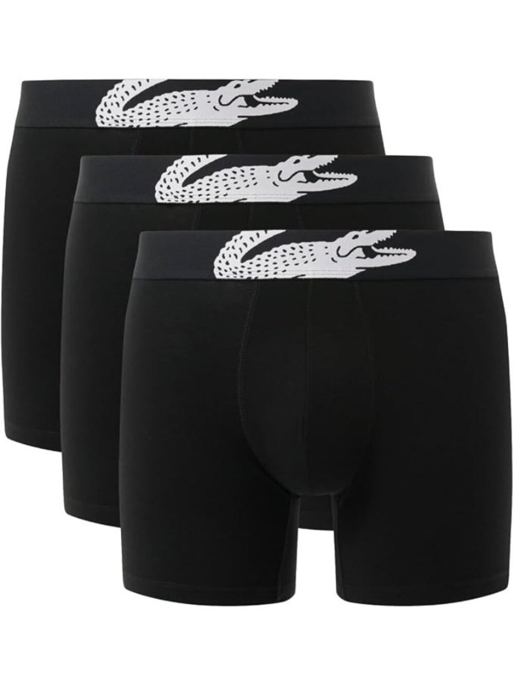 Lacoste Men's Big Croc Cotton Stretch Boxer Briefs 3-Pack Black XS NIB